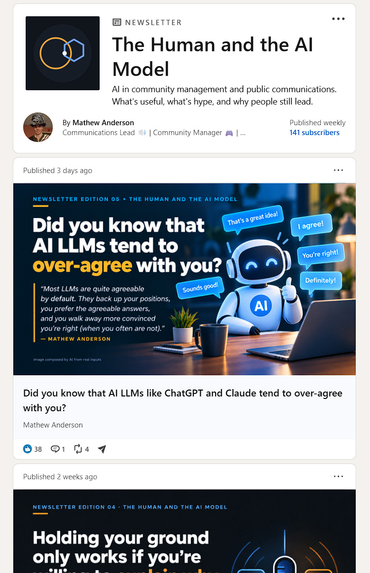 LinkedIn newsletter – The human and the AI model